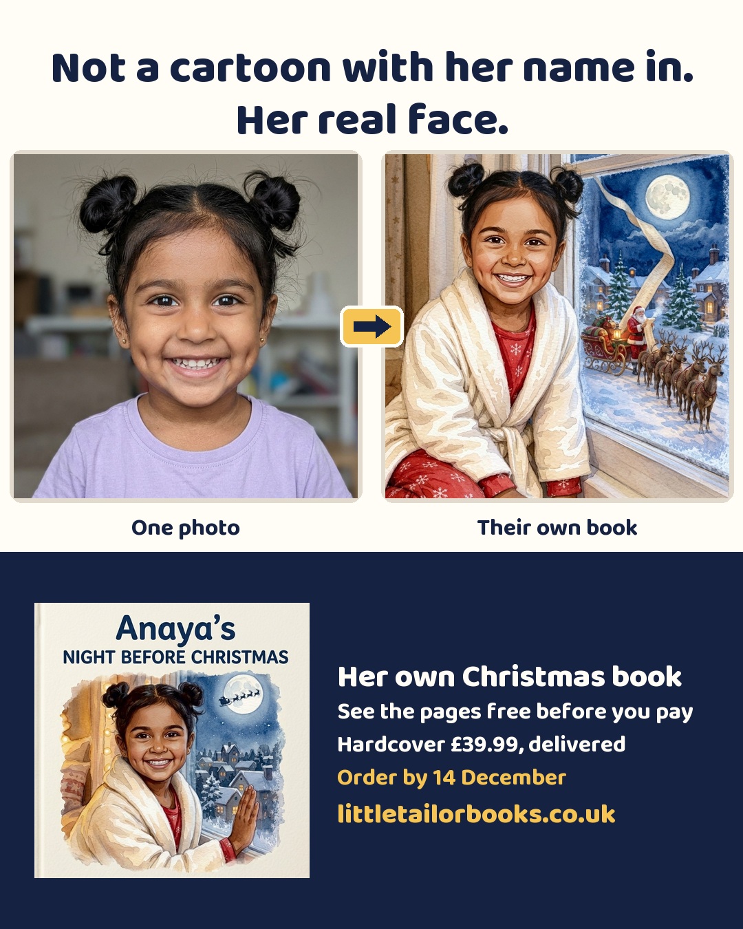 Still advert B: not a cartoon with her name in, her real face
